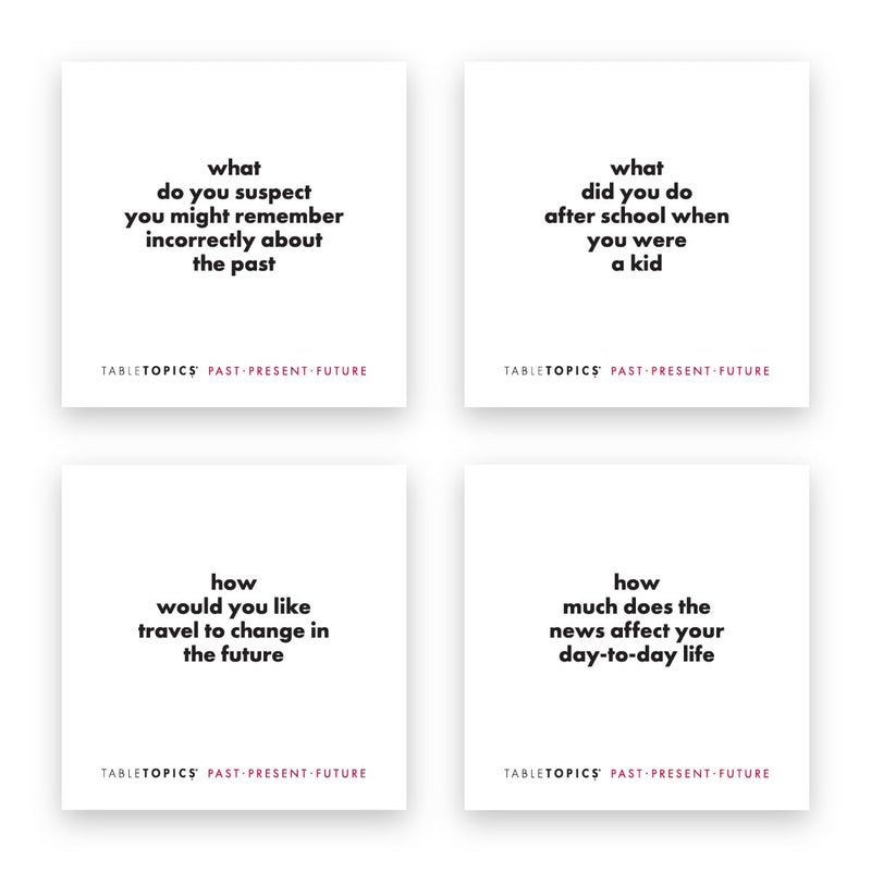 TableTopics Past Present Future - 135 Thought Provoking Conversation Cards. Gifts for Men, Women, Grandparents, Professional - Celebrate The Past and Live in The Present and Dream of The Future - Image 4